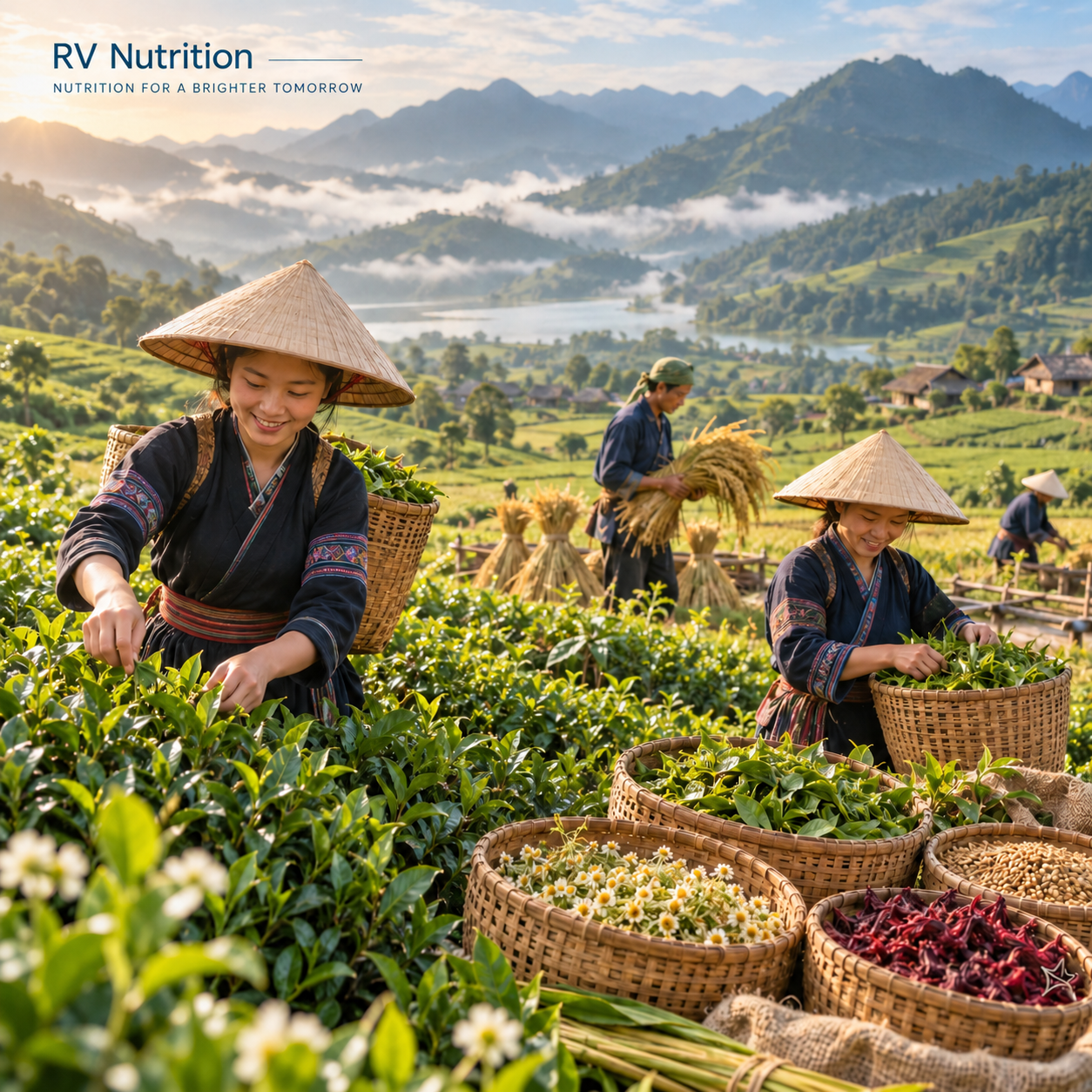 Thu hoạch trà giữa thung lũng xanh